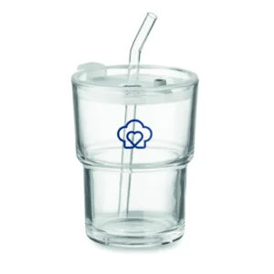 Szklany kubek ze słomką 400ml Przezroczysty - MO2502-22 - obrazek 5