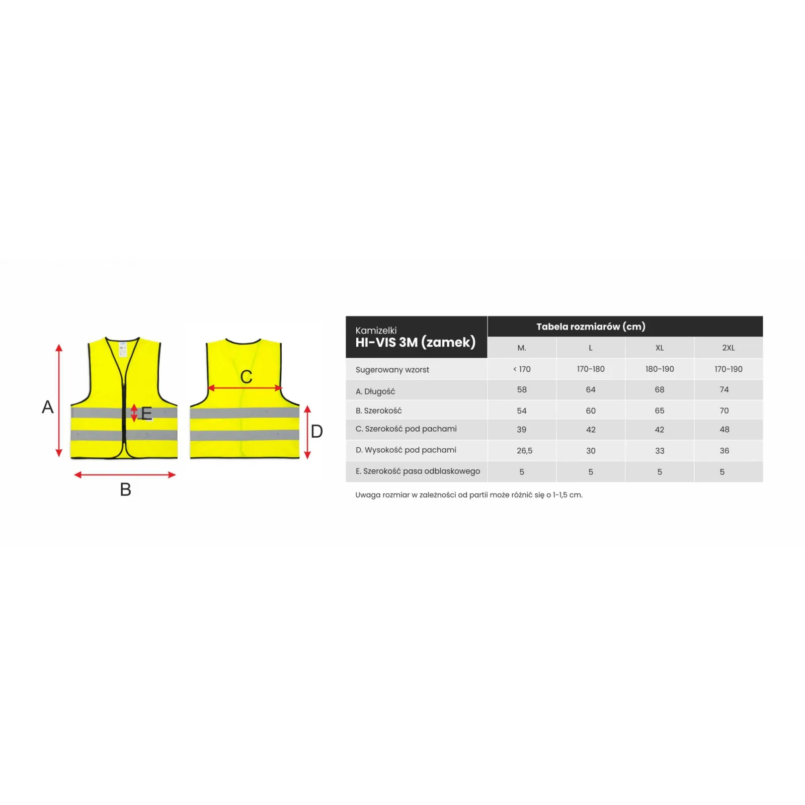 Kamizelka odblaskowa HI-VIS 3M na zamek - Żółta - obrazek 5