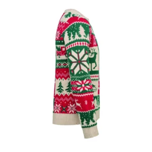 Świąteczny sweter z dzianiny S-M Bezowy - CX1601-13 - obrazek 3