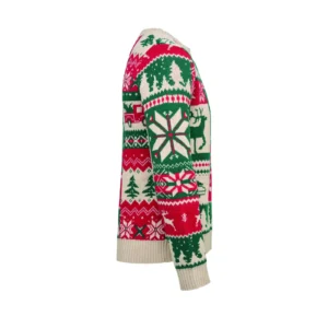 Świąteczny sweter z dzianiny L-XL Bezowy - CX1602-13 - obrazek 2
