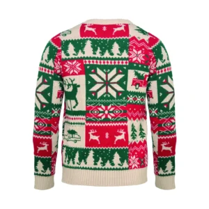 Świąteczny sweter z dzianiny L-XL Bezowy - CX1602-13 - obrazek 3