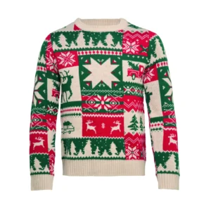 Świąteczny sweter z dzianiny L-XL Bezowy - CX1602-13