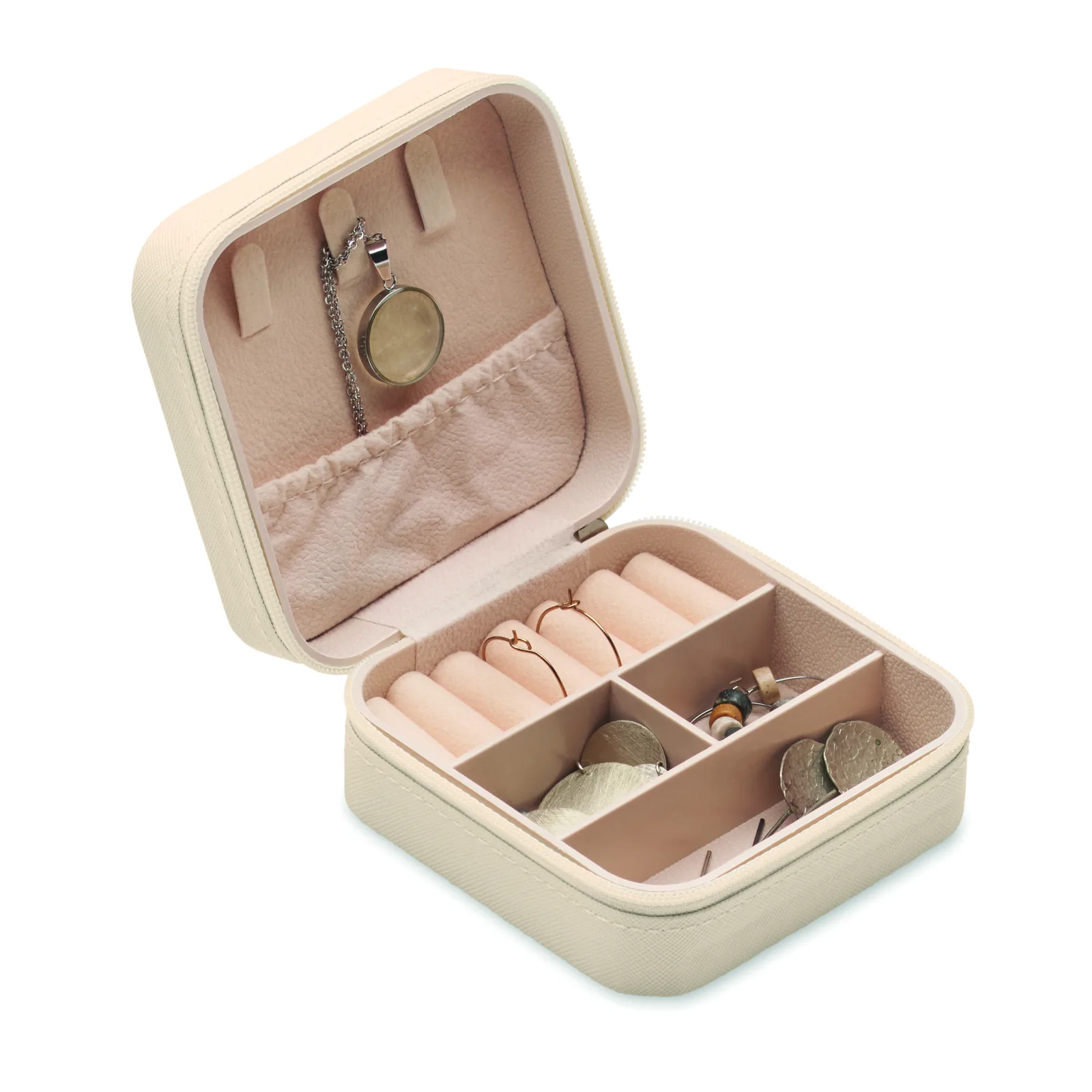 Etui na biżuterię PU podróżne Bezowy - MO3146-13 - obrazek 2