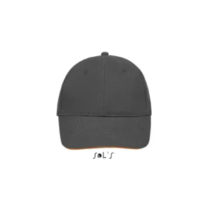 BUFFALO SIX PANEL CAP Dark Grey / Orange - MO1464-93